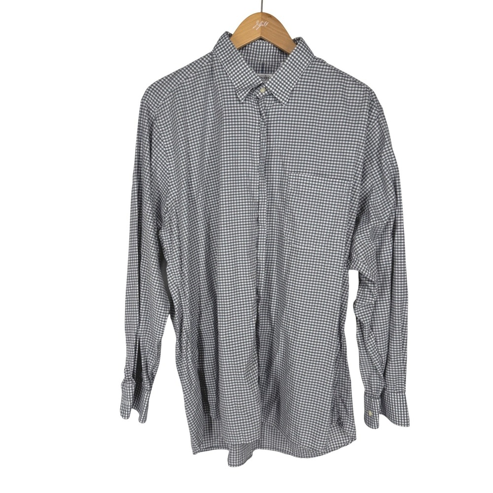 Gitman Bros Gingham Check Oxford Shirt Mens L 16.5 Black White Vintage USA‎